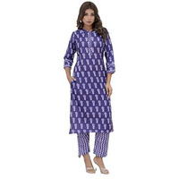Yashika Regular Printed Cotton Blend Straight Kurta Pant Set-Elegant Ethnic Wear Ensemble Modern Women, Perfect For Any Occasion (Az-Ys-P5-Ks2115-Xxl_Violet