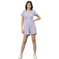 Rigo Waffle Playsuit Above The Knee Jumpsuit For Women (Wjd308-1021_Light Purple