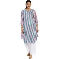 Fabindia Women Block Printed Cotton Knee Length Kurta Hand_S Multicolour