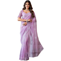 Satrani Women's Embroidered Organza Saree With Unstitched Blouse Piece (3734S354N_Light Purple)