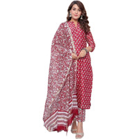 Greciilooks Womens Regular Cotton Blend Regular Fit Kurta Set (Red, Xxx-Large)