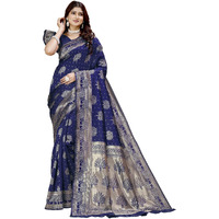 Shasmi Women's Banarasi Saree Pure Kanjivaram Silk Saree Soft New Ladies 2025 Design Wear Pattu Sarees Latest Party Sari Collections With Blouse Piece For Wedding Sadi (Pari-217 Navy Blue)