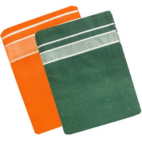 Prakasam Cotton Men's Kerala Style Premam Single (1.28X2.00 Mtrs) Colour (Pack Of 2) (Orange-Olive Green) Dhoti