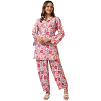 Greciilooks Women Rayon Casual Regular Fit Co Ord Sets (Pink, Small)