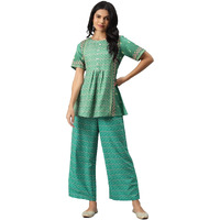 Ziyaa Women's Rayon Regular Kurta (Zikury3438-L_Green_L)