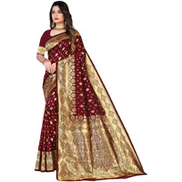 Sugathari Women's Banarasi Saree Pure Kanjivaram Silk Saree Soft New Ladies 2023 Design Wear Pattu Sarees Latest Cotton Party Sari Collections With Blouse Piece For Wedding Sadi (Pari 181 Maroon)