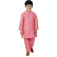 Vastramay Boys' Pink Kurta Pyjama Set (B1522)