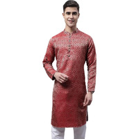Jompers Men's Ethnic Woven Design Kurtas (Maroon, Xl)
