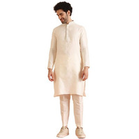 Kisah Silk Blend Kurta Trouser Set For Men | Mens Long Sleeve Kurta With Pant Set Mens Ethnic Collections-Ka-0886-T301-38-Off White