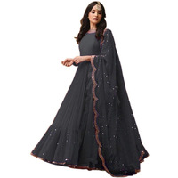 Fashion Basket Women's Georgette Grey Anarkali Suit