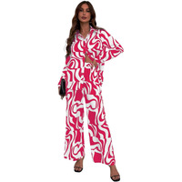 Leriya Fashion Rayon Ethnic Co-Ord Set | Frenchy Striped & Geo Print Pajama Set For Women Casual Wear | Kurti Pant Set (X-Large, Pink)