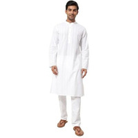 Fabindia Men's Cotton Striped Slim Kurta (1037203White_White