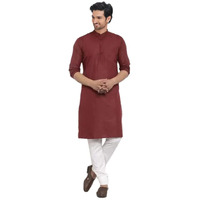 Lookmark Men's Cotton Blend Yellow Straight Kurta(Kurta 02-M_)