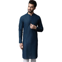 Jompers Men's Embroiderd Kurtas (Teal, S)