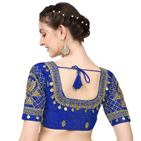 Pujia Mills Blouse Readymade Stylish Design Half Sleeve Royal Blue Blouse Readymade Maggam Work Blouse Saree Blouse Readymade Blouse Maggam Work Designs Pattu Aari Work Blouse For Wedding