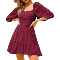 Patlani Western Dresses For Women |Square Collar Or Off Shoulder Wearing Dress | Midi Western Dress For Women.(Off-Maroon-M)