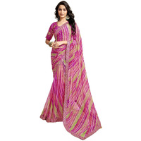 Satrani Women's Georgette Leheriya Printed Saree With Unstitched Blouse Piece (3822S6173N_Magenta & Multi)