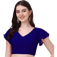 Pujia Mills Women's Georgette Bell Sleeve Readymade Saree Blouse (3003_Navy Blue_38)