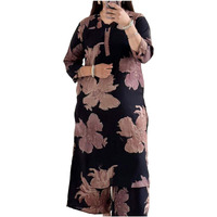 Anni Designer Women's Rayon Viscose Printed Straight Kurta With Palazzo (Ishir Black_S_Black_Small)