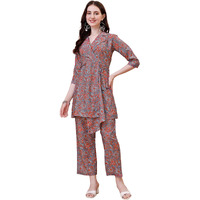 Shiv Textiles Cotton Printed Co Ord Set For Women.(07_Gajari_M)