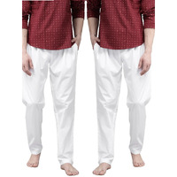 See Designs Men White Solid Pure Cotton Men's Pyjama (Pack Of 2)_Sdcbpj155L