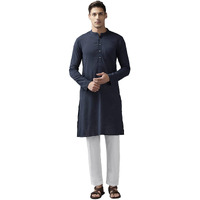 See Designs Men's Blue Cotton Straight Kurta With Slub Effect - Sdkt1016Xs (Xs)