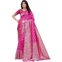 Shasmi Women's Banarasi Saree Pure Kanjivaram Silk Saree Soft New Ladies 2025 Design Wear Pattu Sarees Latest Party Sari Collections With Blouse Piece For Wedding Sadi (Pari-215 Rani)