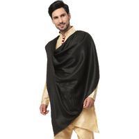 Weavers Villa Black Cashmere Lohi, Shawls For Men (Black), 125Cm X 250Cm