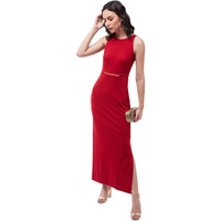 Miss Chase Women's Cherry Red Solid Slim Fit Round Neck Sleeveless Maxi Dress (Mcss21D14-73-606-06,Cherry Red,Xl)