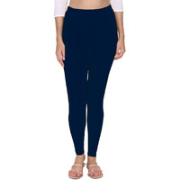 Shasmi Women's Leggings Cotton Lycra 4 Way Stretchable Skin Fit Dark Navy Blue Colored Ankle Length Leggings For Women (Leggings Ankle 79 Navy Blue Regular)