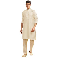 Be Active Men's Traditional Self Design Pattern Full Sleeves Kurta || Cotton Kurta For Men || Men Kurta For Wedding || Kurta For Men (My0010 1 S/38) Cream