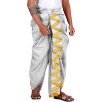 Prakasam Cotton Men's Colour Ready Dhoti With Zig Zag Self Design Border