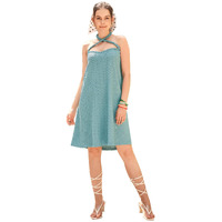Purvaja Womens A-Line/Flared Above Knee Length Dress (Yuvi-003-Dusty_Sage Blue_X-Large)