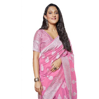 Glory Sarees Womens Banarasi Silk Saree With Blouse Piece (Kalamkari109_Pink)