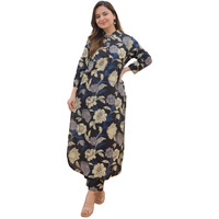Greciilooks Women's Rayon Floral Regular Fit Kurta Set (Gl-W1826_Black_S)