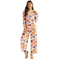 Greciilooks Women Rayon A-Line Regular Fit Co Ord Sets (White, Large)