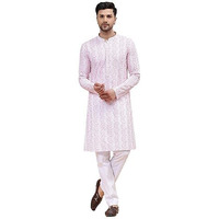 See Designs White Cotton Regular Fit Embroidered Kurta_Sdekt1256S