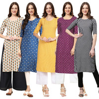 Pinkmint Women's Crepe Digital Print Straight Kurta (D-352-353-350-355-336-S)