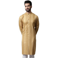 Jompers Men Foil Printed Kurta Only (Beige, Xl)