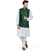 Be Active Men's Linen Nehru Jacket/Waistcoat | Rfkt0001-19 (Green)-M
