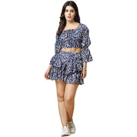 Oomph! Crepe Top And Skort Set For Women, Blue - Coord_Mt820Msk166