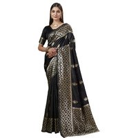 Shasmi Women's Banarasi Saree Pure Kanjivaram Silk Saree Soft New Ladies 2025 Design Wear Pattu Sarees Latest Party Sari Collections With Blouse Piece For Wedding Sadi (Pari-193 Black)