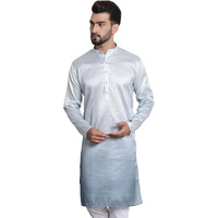 Sojanya (Since 1958 Men's Jacquard Silk Multi Shade Grey Color Kurta With Sequence