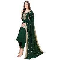 Pratham Blue Women's Silk Embroidered Straight Kurta Palazzos With Dupatta |Kurta Set For Women |Women's Kurta |Women Embroidered Kurta Sets Kurtis (Bkp-1042-Xxl_Green)