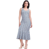 Purvaja Womens Mermaid Midi Length Dress (Wini-179-White_Medium)