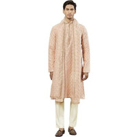 Vastramay Men's Green Silk Blend Kurta Pyjama Set, Silk Blend Kurta,Pant Style Pyjama And Dupatta Set For Men, Traditional Indian Festive & Ethnic Wear