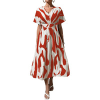 Leriya Fashion Women's Rayon Casual Below The Knee Western Dress (Lf-Wd1194_Red