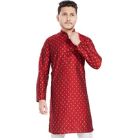 Divisive Men's Printed Cotton Silk Blend Only Slim Fit Kurta (Dkrt976_M_Maroon)
