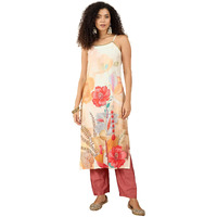 Varanga Women Spaghetti Strap Straight Floral Kurta With Trousers