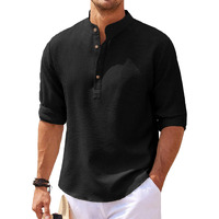 Noble Monk Men's Regular Fit Textered Kurta | Henley Neck | Full Sleeves | Casual Kurta For Men